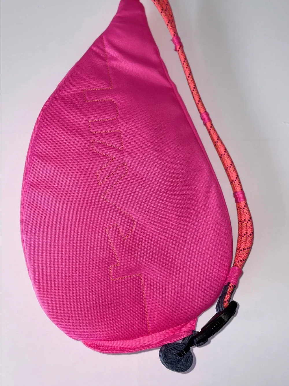 KAVU Pink Rope Sling Bag Crossbody Backpack Orange Accent Pockets